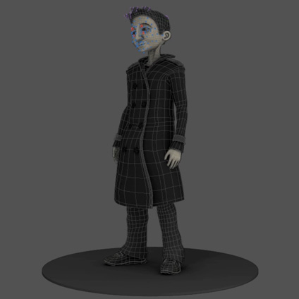 Boy wireframe and rig 1